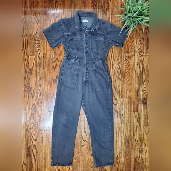 Free People We The Free Marci Wimen's Coverall Jumpsuit Black Denim Size L - Picture 3 of 14